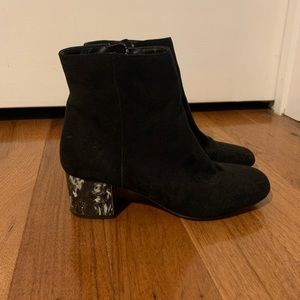 ASOS black suede bootie w marble heel